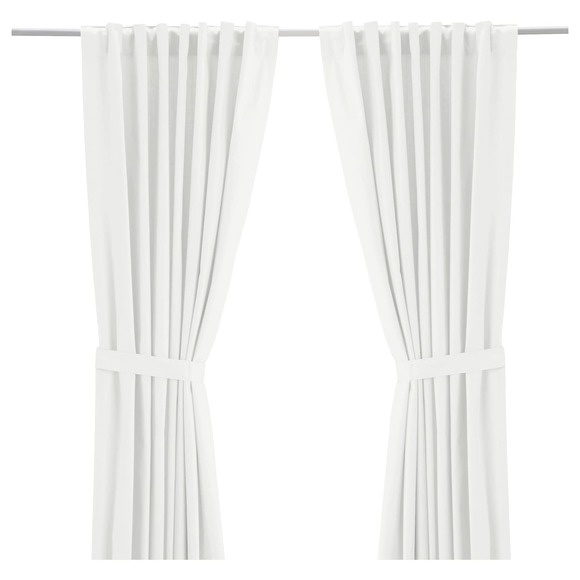 IKEA RITVA Curtains With Tie-backs 1 Pair White 57x65" 003.235.14 - Picture 1 of 1
